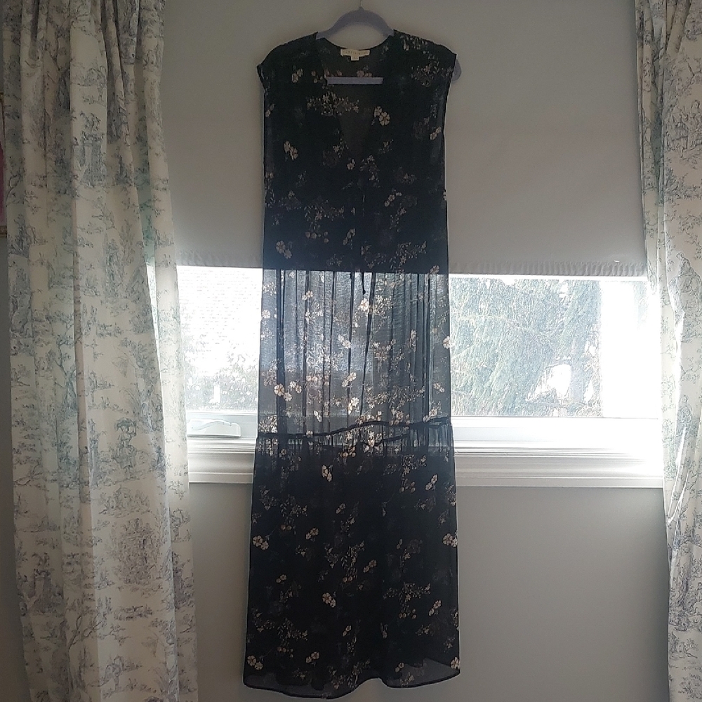 Lovestitch Black Floral Sleeveless Maxi Dress with Cream & Tan Blooms